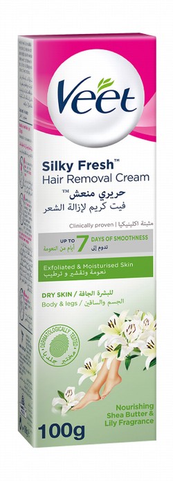 Veet Silky Fresh Legs & Body Hair Removal Cream Shea Butter & Lily Scent for Dry Skin