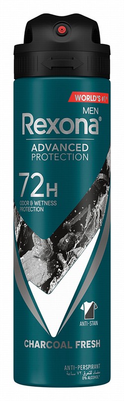 Rexona Men Advanced Protection 72H Antiperspirant Charcoal Fresh Deodorant Spray - alcohol free