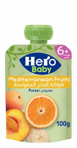 Hero Baby Mediterranean Fruits Puree (6+ Months) - no added sugar, gluten free, preservatives free