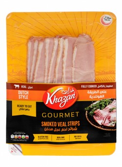 Khazan Gourmet Fully Cooked Dutch Style Smoked Veal Strips - GMO free, soy free, gluten free