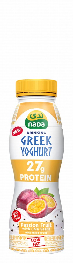 Nada Low Fat 27g Protein Passion Fruit Greek Yogurt Drink with Chia Seeds - low sugar