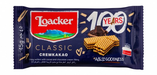 Loacker Classic Cremkakao Wafers Filled with Cocoa & Chocolate Cream - GMO free, preservative free, hydrogenated fat free
