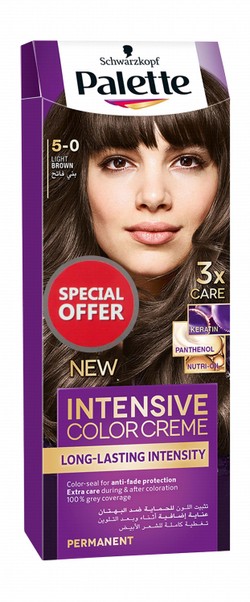 Schwarzkopf Palette Intensive Permanent Hair Color Creme with Keratin, Panthenol & Nutri-Oil Light Brown 5-0 (Special Offer)