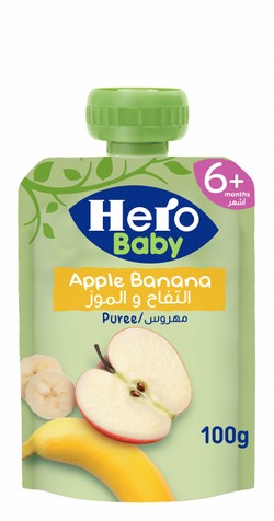 Hero Baby Apple & Banana Puree (6+ Months) - no added sugar, gluten free, preservatives free