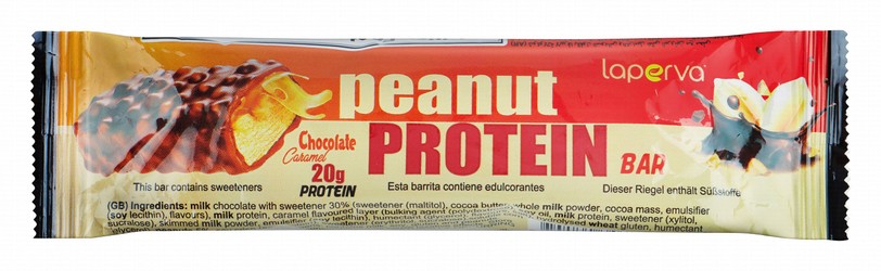 Laperva 20gr Protein Chocolate & Caramel Bar with Peanuts - cholesterol free, no added sugar, high fiber