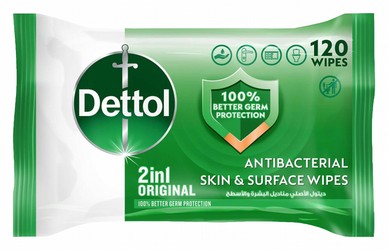 Dettol Original 2in1 Antibacterial Skin & Surface Wipes (Super Saver Pack) - alcohol free