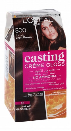 L'Oreal Casting Creme Gloss Hair Dye with Honey Conditioner Light Brown 500 - ammonia free
