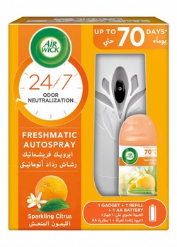 Air Wick Freshmatic 24H Automatic Sparkling Citrus Air Freshener Spray & Refill with AA Battery