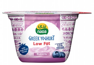 Nada Low Fat 11g Blueberry Greek Yogurt with Real Fruit Pieces - no added powder, no added water