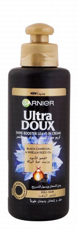 Garnier Ultra Doux Shine Booster Leave-In Cream with Black Charcoal & Nigella Seed Oil for Dull Hair