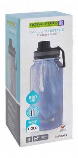 Royalford Eco-Friendly Blue 900ml Double Wall Stainless Steel Vacuum Water Bottle