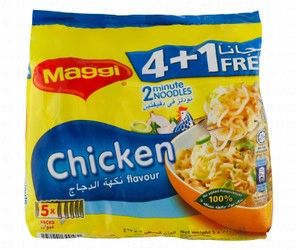 Maggi 2 Minute Instant Noodles Chicken Flavor (4+1 Free) - preservatives free