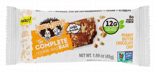 Lenny & Larry's The Complete Cookie-Fied Plant Based 12g Protein Bar Filled with Peanut Butter & Chocolate Chip - vegan, GMO free, gluten free