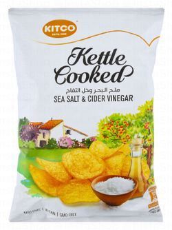 Kitco Kettle Cooked Sea Salt & Cider Vinegar Potato Chips - vegan, GMO free, MSG free