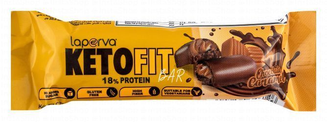 Laperva Keto Fit 18% Protein Bar with Chocolate & Caramel - vegetarian, gluten free, no added sugar