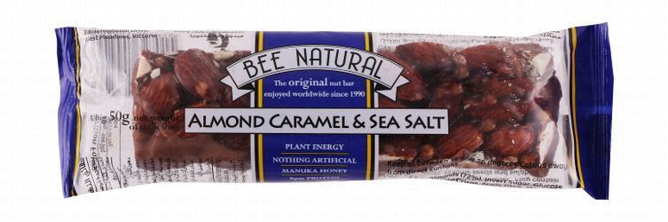Bee Natural Almond & Caramel Nuts Bar with Sea Salt & Manuka Honey - cholesterol free, gluten free, high fiber
