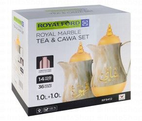 Royalford Royal Marble Eco-Friendly Brown & Gold Tea & Cawa Set - asbestos free