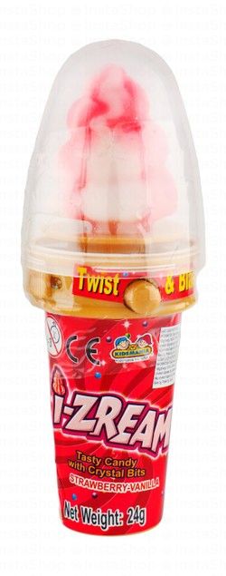 Kids Mania I-Zream Twist & Blast Candies Strawberry & Vanilla Flavor with Crystal Bits