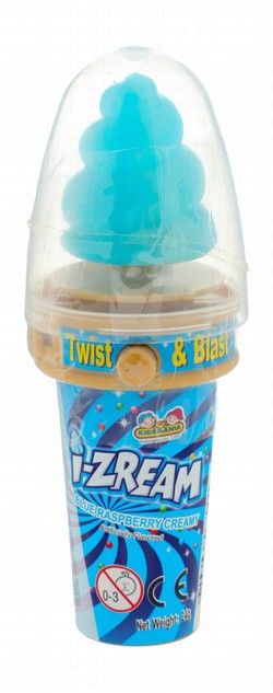 Kids Mania I-Zream Twist & Blast Candies Blue Raspberry Creamy Flavor with Crystal Bits