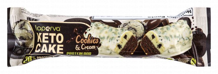Laperva Keto Cake 28% Protein Cookies & Cream Bar - artificial colors free, no added sugar